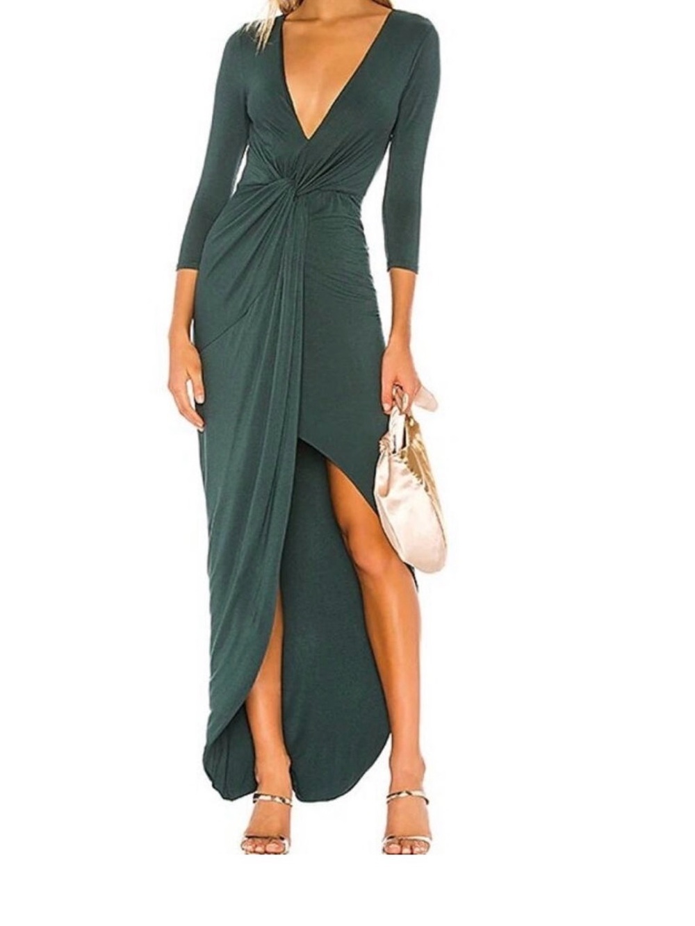 Lovers + Friends Green Sundance Faux Wrap Long Sleeve Maxi Dress sz XS NEW Tags